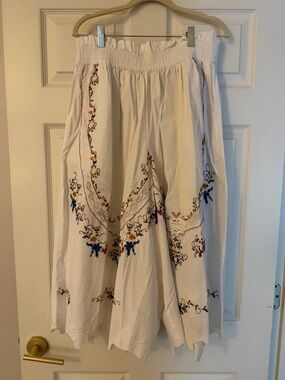 White Embroidered Boho culottes